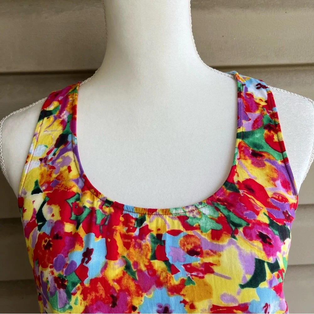 •CAbi• Bright Floral Sleeveless Blouse - Size Small - Picture 3 of 7